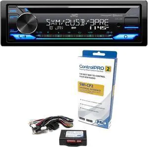 JVC KD-T925BTS CD Receiver featuring Bluetooth®, Front & Rear Dual USB, Sirius XM, Amazon Alexa, 13-Band EQ, Variable-Color Illumination, with PAC SWI-CP2 Steering Wheel Interface