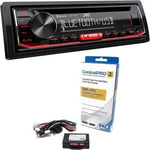 JVC KD-T720BT 1-DIN CD Receiver with Bluetooth Wireless Technology and USB/AUX Input with PAC SWI-CP2 Steering Wheel Interface