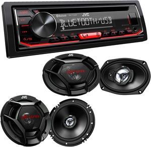 JVC KD-T720BT 1-DIN CD Receiver with Bluetooth Wireless Technology and USB/AUX Input with JVC 1 Pair CS-DR621 6.5" Coax and CS-DR6931 6x9" Speakers