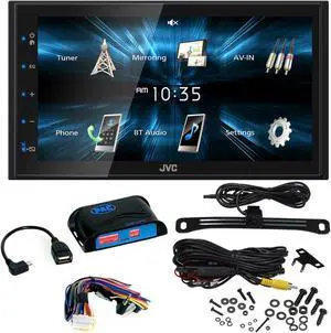 JVC KW-M150BT Digital Media Receiver featuring 6.8" WVGA Capacitive Monitor with PAC SWI-CP5 Steering Wheel Interface and License Plate Back Up Camera