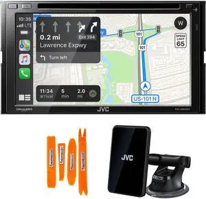 JVC KW-V960BW CD\DVD AV Receiver with Bluetooth, Wireless Android Auto & Wireless Apple CarPlay, Includes KS-GC10Q Qi Wireless Charging Magnetic Mount Cradle