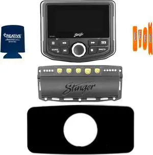 Stinger SPXM1 Marine/Powersports Media Player with SPXSH440 100 Amp Switch Hub and Black Universal Dash Panel