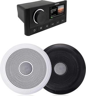 Fusion MS-RA670 Marine Receiver with 1 Pair Fusion XS-F77CWB 7.7" Marine Speakers, Includes White and Black Classic Grills