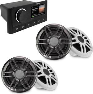 Fusion MS-RA670 Marine Receiver with 2 Pairs Fusion XS-F65SPGW 6.5" Marine Speakers, Includes White and Black Sport Grills