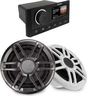 Fusion MS-RA670 Marine Receiver with 1 Pair Fusion XS-F65SPGW 6.5" Marine Speakers, Includes White and Black Sport Grills
