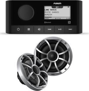 Fusion MS-RA60 Marine Stereo With 1 Pair of Wet Sounds OE-65ic-S 6.5" Silver Grill Marine Speakers