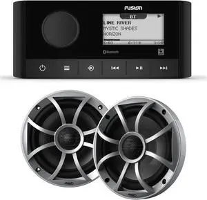 Fusion MS-RA60 Marine Stereo With 1 Pair of Wet Sounds RECON6-S 6.5" Silver Grill Marine Speakers