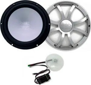 Wet Sounds REVO 8 FA S4-B 8" Black 4-Ohm Subwoofer with REVO 8XS-SGRILL 8" Subwoofer Grill with RGB LED kit