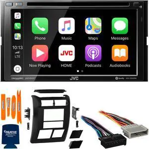 JVC Bundle - JVC KW-V950BW 6.8" Apple CarPlay/Android Auto MultiMedia Receiver with Dash Kit, Wiring Harness and Antenna Adapter, Compatible with Jeep Wrangler, 97-02