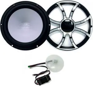 Wet Sounds REVO 10 FA S4-B 10" Black 4-Ohm Subwoofer with REVO 10XS-BSSGRILL 10" Subwoofer Grill with RGB LED kit
