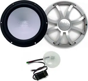 Wet Sounds REVO 10 FA S4-B 10" Black 4-Ohm Subwoofer with REVO 10XS-SGRILL 10" Subwoofer Grill with RGB LED kit
