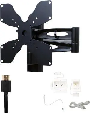 Kanto L102 Tv Mounting package W/ DUAL outlet thru wall power kit And HDMI Cable