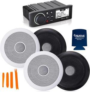 Fusion MS-RA70N Marine Receiver with 2 Pairs of Fusion XS-F65CWB 6.5" Marine Coax with Black and White Grills Included