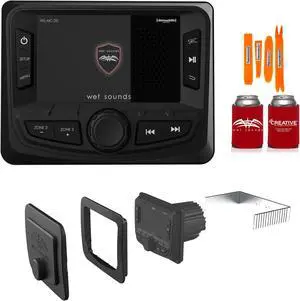 Wet Sounds WS-MC-20 2-Zone Media Center with WS-MC-20-FMK Flush Mount Kit for MC-20