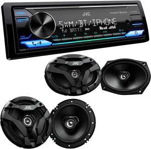 JVC KD-X380BTS Digital Media Receiver featuring Bluetooth®/USB /SiriusXM/Amazon Alexa/13-Band EQ/Variable-Color Illumination with 1 Pair JVC CS-DF620 6.5" Coax and 1 Pair CS-DF6920 6x9" Coax Speakers