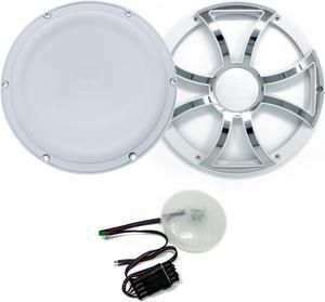 Wet Sounds REVO 12 FA S4-W 12" White 4-Ohm Subwoofer with REVO 12XS-W-SSGRILL 12" Subwoofer Grill with RGB LED kit