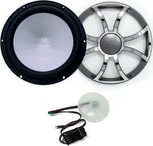 Wet Sounds REVO 12 FA S4-B 12" Black 4-Ohm Subwoofer with REVO 12XS-G-SSGRILL 12" Subwoofer Grill with RGB LED kit