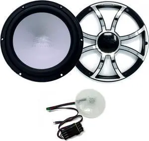 Wet Sounds REVO 12 FA S4-B 12" Black 4-Ohm Subwoofer with REVO 12XS-B-SSGRILL 12" Subwoofer Grill with RGB LED kit