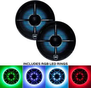 Wet Sounds REVO 6-XWB Black Closed XW Grille 6.5 Inch Marine LED Coaxial Speakers (pair) with RGB LED Speaker Rings