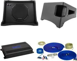 Stinger TXTRB10 Loaded Underseat 10-inch Subwoofer Enclosure with TXTRB10BB Add-on Extention Port, ASA3 400.1 Mono Amplifier and Wiring Kit