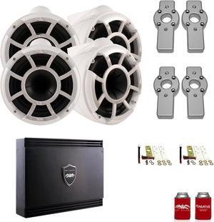 Wet Sounds for Mastercraft 2007 & Up - Two Pairs Of REV10 10" White Tower Speakers with Adapters & SDX2 Amplifier