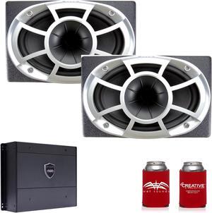 Wet Sounds REV6X9-SM-B HCLD 6x9" in Black Roto-Molded Enclosure & SYN-DX2 750 Watt Amplifier