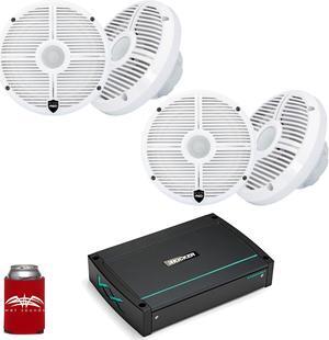 Wet Sounds - Two Pairs Of RECON 6-XWW White 6.5" Speakers And A Kicker KXMA400.4 Marine Amplifier