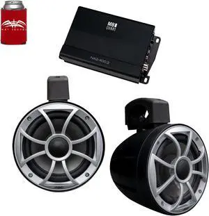 Wet Sounds - A Pair Of Black RECON 6 POD-B 6.5 Inch Tower Speakers & MB Quart NA2-400.2 Amplifier