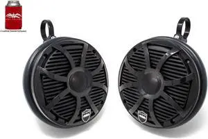 Wet Sounds REVO 6-SWB Black 6.5 Inch Marine LED  Speakers & Roll Cage Enclosures (1.75" Clamps)