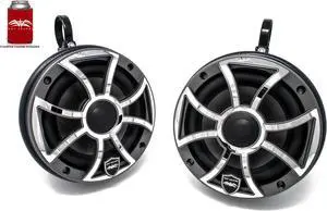 Wet Sounds REVO 6-XSG-SS GunMetal 6.5 Inch Marine LED Speakers & Roll Cage Enclosures (1.75" Clamps)