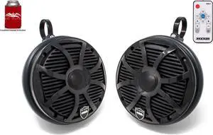 Wet Sounds REVO 6-SWB Black 6.5 Inch Marine LED  Speakers & Enclosures (1.75" Clamps) & LED Controller