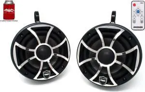 Wet Sounds REVO 6-XSB-SS Black 6.5 Inch Marine LED Speakers & Enclosures (1.75" Clamps) & LED Controller