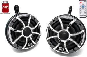 Wet Sounds REVO 6-XSG-SS GunMetal 6.5 Inch Marine LED Speakers & Enclosures (1.75" Clamps) & LED Controller
