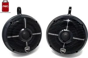 Wet Sounds REVO 6-XWB Black 6.5 Inch Marine LED Speakers & Roll Cage Enclosures (1.75" Clamps)