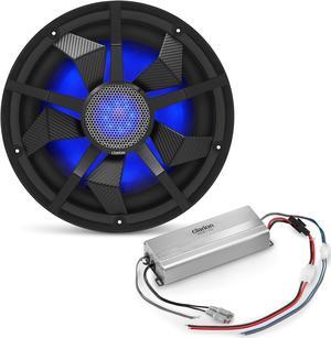Clarion Marine Subwoofer Amplifier Bundle - 12" CM3013WL LED Sub Woofer and XC2110 Amplifier