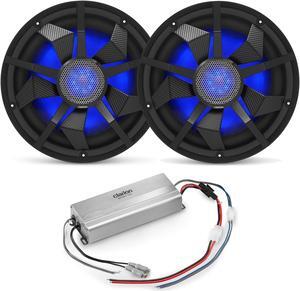 Clarion Marine Subwoofer Amplifier Bundle - Two 12" CM3013WL LED Sub Woofers and XC2110 Amplifier