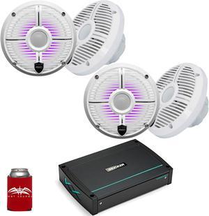 Wet Sounds - Two Pairs Of RECON 6-XWW RGB White LED 6.5" Speakers And A Kicker KXMA400.4 Marine Amplifier