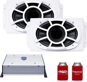 Wet Sounds REV6X9-SM-W HCLD 6x9" in White Roto-Molded Enclosure & HTX2 600 Watt Amplifier