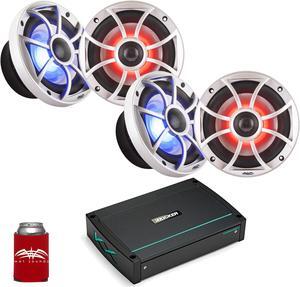 Wet Sounds - Two Pairs Of RECON 6-S RGB Silver LED 6.5" Speakers And A Kicker KXMA400.4 Marine Amplifier