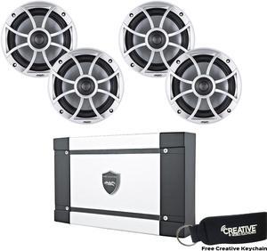 Wet Sounds Marine Speaker Package: HT-2 300 Watts x 2 Amplifier, Two pairs of XS-65i-S 6.5" 60 Watt RMS Speakers
