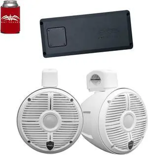 Wet Sounds - A Pair Of White RECON 6 POD-W 6.5 Inch Tower Speakers & STX Micro-4 Amplifier