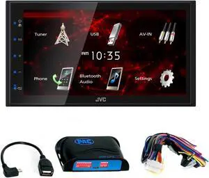 JVC KW-M180BT 6.8" Short DMR, USB Mirroring, 1Cam, 2V,Fast Startup with PAC SWI-CP5 Steering Wheel Interface