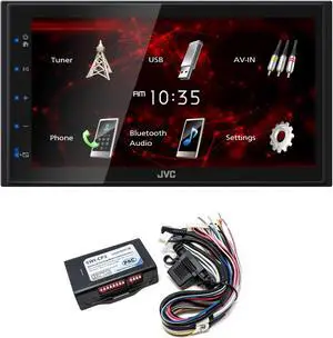 JVC KW-M180BT 6.8" Short DMR, USB Mirroring, 1Cam, 2V,Fast Startup with PAC SWI-CP2 Steering Wheel Interface