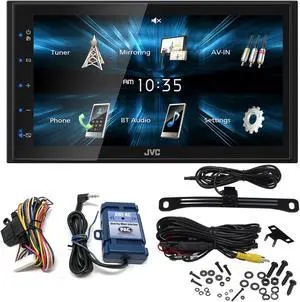 JVC KW-M150BT Digital Media Receiver featuring 6.8" WVGA Capacitive Monitor with PAC SWI-RC Steering Wheel Interface and License Plate Back Up Camera