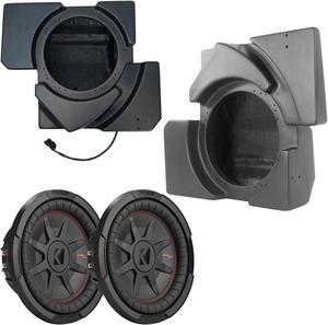 SSV Work X32-PUS10U and X32-DUS10U CanAm Maverick 19+ X3 Unloaded Drivers and Passenger Side Underseat 10" Subwoofer Enclosure with 2- Kicker 48CWRT102 10" Shallow Mount Subwoofers 2-OHM DVC