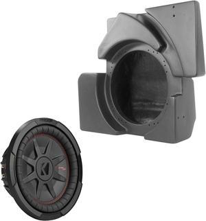 SSV Work X32-DUS10U CanAm Maverick 19+ X3 Unloaded Underseat 10" Subwoofer Enclosure (Drivers side) with Kicker 48CWRT104 10" Shallow Mount Subwoofers 4-OHM DVC