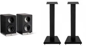 ELAC LS10-B SPEAKER STANDS And DEBUT ConneX BOOKSHELVES-BLACK
