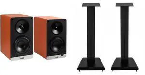 ELAC LS10-B SPEAKER STANDS And DEBUT ConneX BOOKSHELVES-ORANGE
