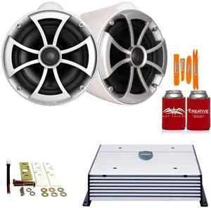 Wet Sounds ICON8W-X Tower Speakers + X Mounting Kit and HTX2 Amp