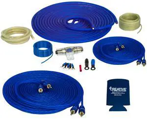Stinger SS1200XS 4GA Copper 1200W Complete Amplifier Wiring Kit with Stinger SSRCB17 17 Foot RCA